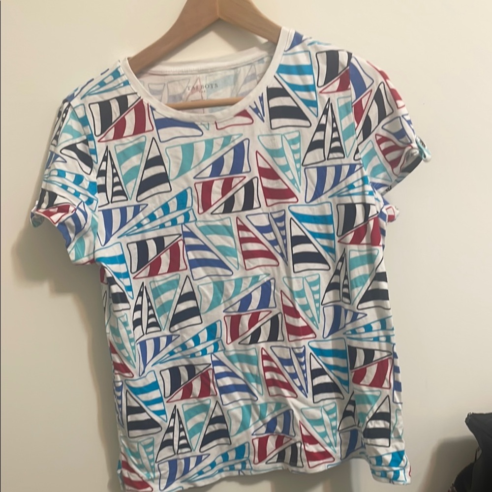 Talbots Colorful Sailboat Size L